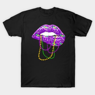 Mardi Gras For Women Lips Queen Carnival Costume T-Shirt